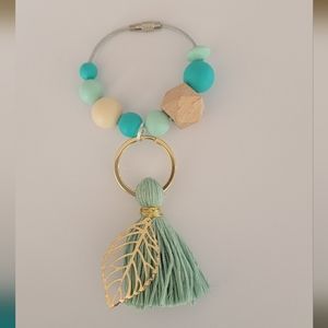 Turquoise and Golden Leaf Bogg Bag Purse Charm